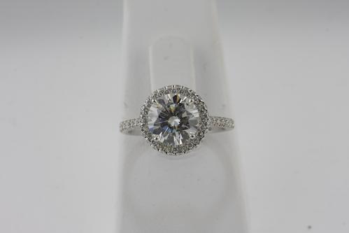View Round Micro Pave Halo Engagement Ring